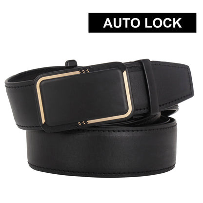 Labnoft Men's Auto-Lock PU Leather Belt, Black