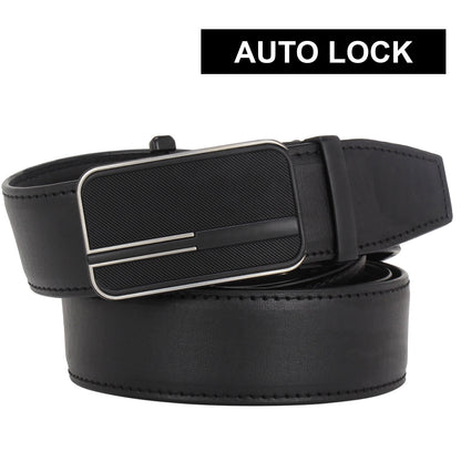 Labnoft Men's Auto-Lock PU Leather Belt, Black