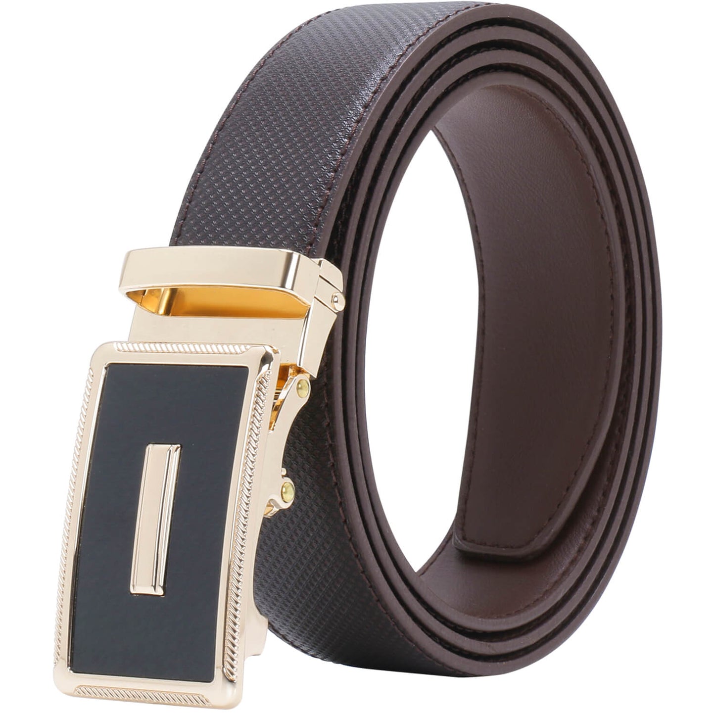 Labnoft Men's Auto-Lock PU Leather Belt, Brown