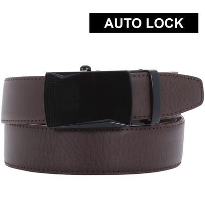 Labnoft Men's Auto-Lock PU Leather Belt, Brown