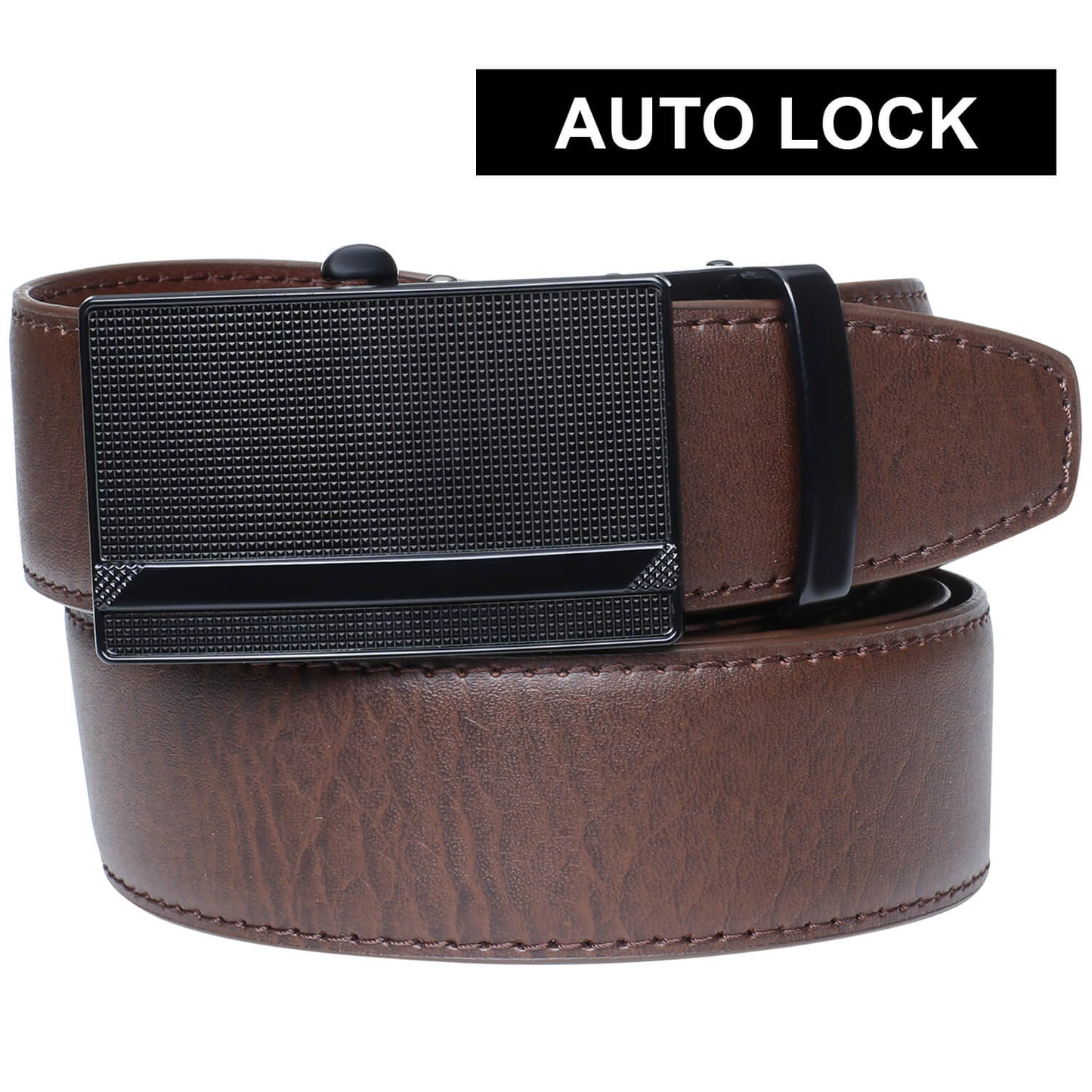 Labnoft Men's Auto-Lock PU Leather Belt, Brown