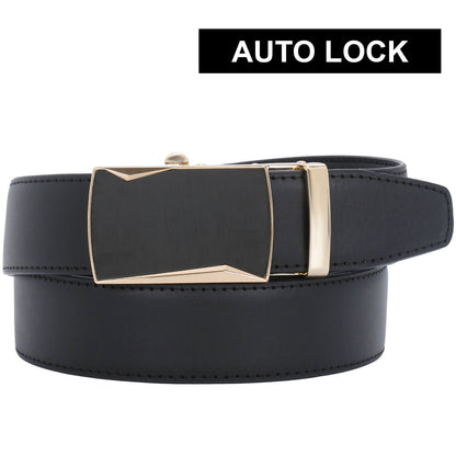 Labnoft Men's Auto-Lock PU Leather Belt, Black