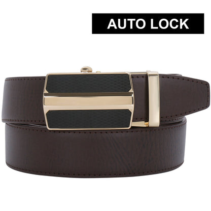 Labnoft Men's Auto-Lock PU Leather Belt, Brown