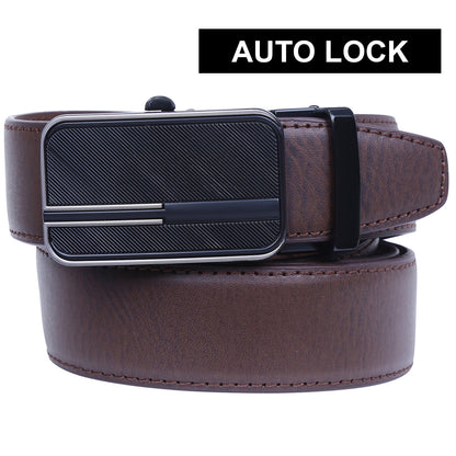 Labnoft Men's Auto-Lock PU Leather Belt, Brown