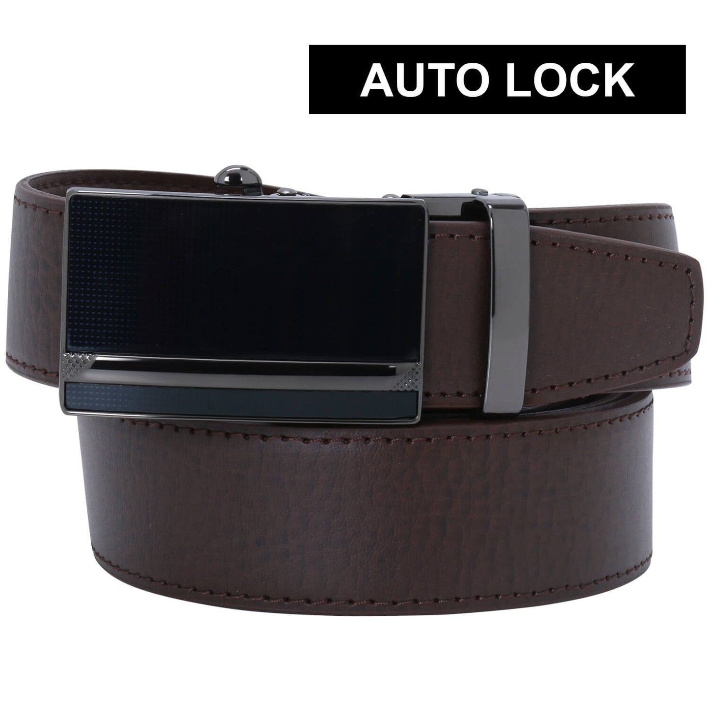 Labnoft Men's Auto-Lock PU Leather Belt, Brown