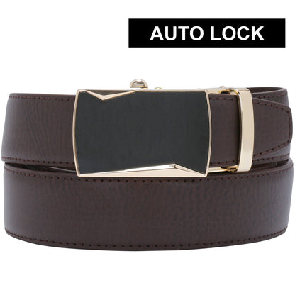 Labnoft Men's Auto-Lock PU Leather Belt, Brown