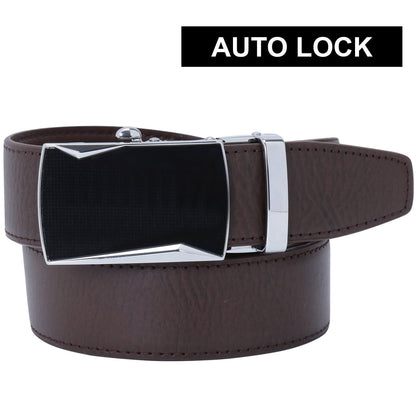 Labnoft Men's Auto-Lock PU Leather Belt, Brown