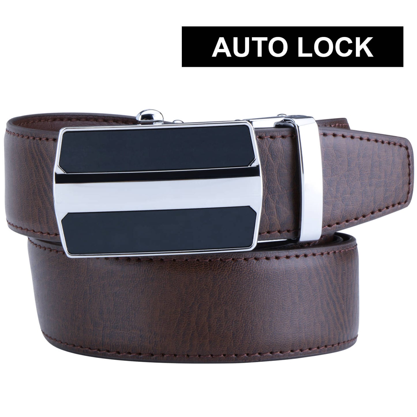 Labnoft Men's Auto-Lock PU Leather Belt, Brown