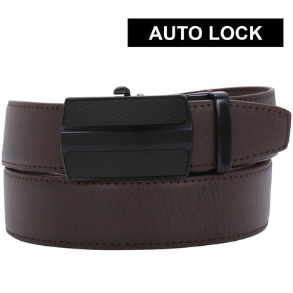 Labnoft Men's Auto-Lock PU Leather Belt, Brown