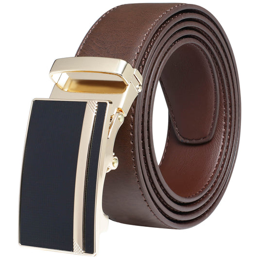 Labnoft Men's Auto-Lock PU Leather Belt, Brown