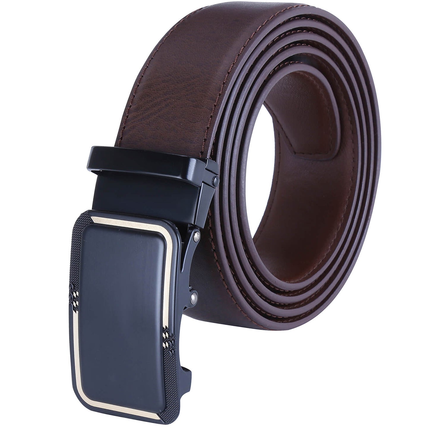 Labnoft Men's Auto-Lock PU Leather Belt, Brown