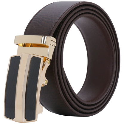 Labnoft Men's Auto-Lock PU Leather Belt, Brown