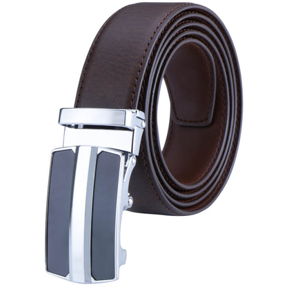 Labnoft Men's Auto-Lock PU Leather Belt, Brown