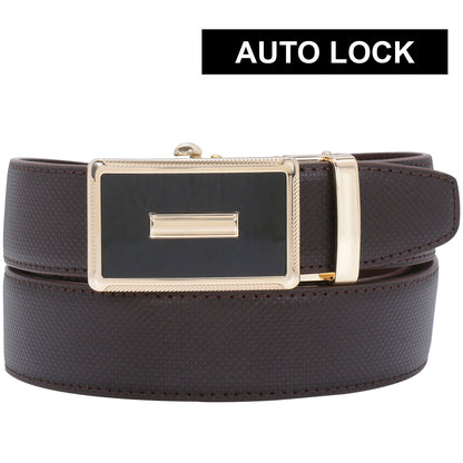 Labnoft Men's Auto-Lock PU Leather Belt, Brown