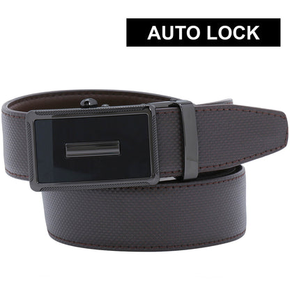 Labnoft Men's Auto-Lock PU Leather Belt, Brown