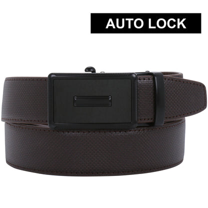 Labnoft Men's Auto-Lock PU Leather Belt, Brown