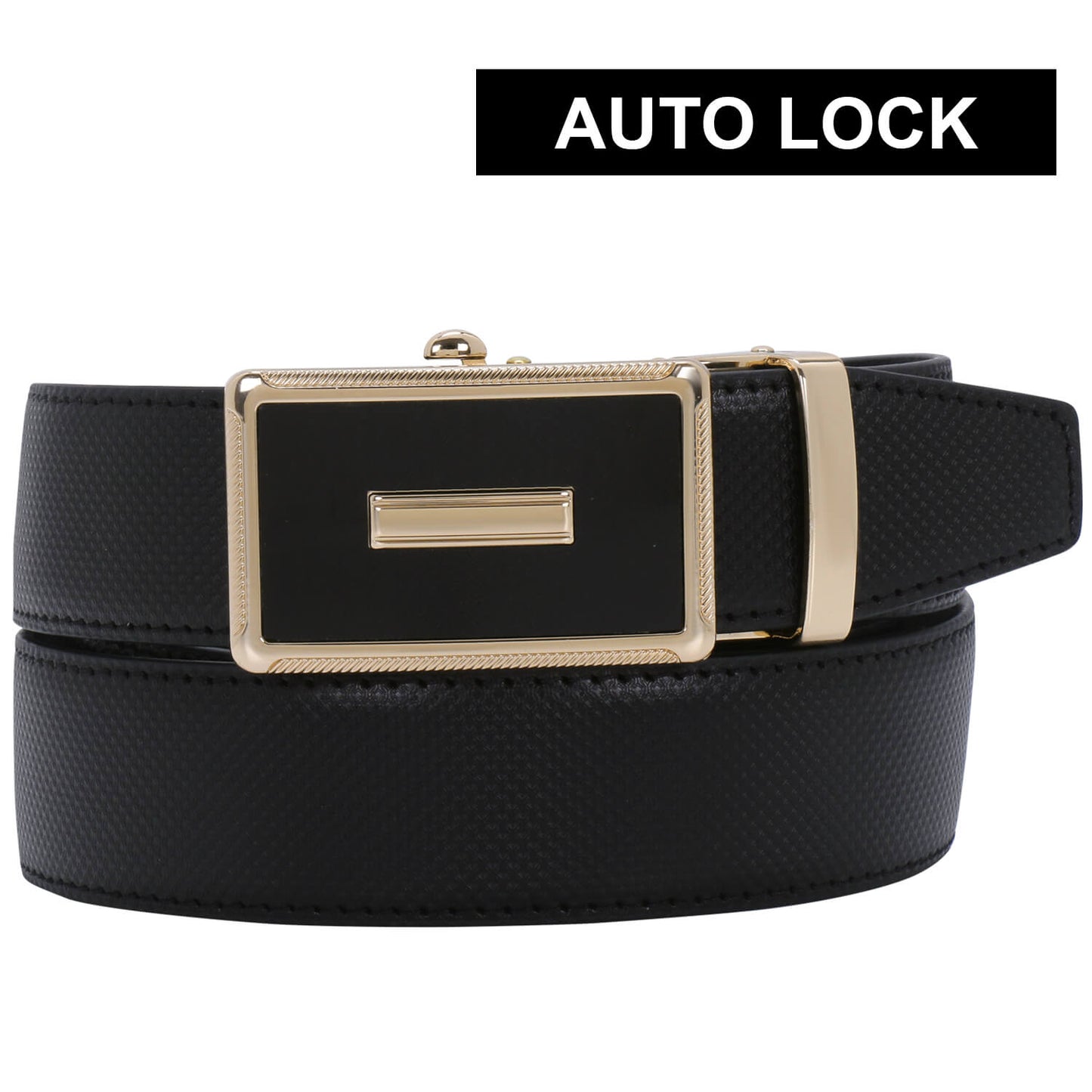 Labnoft Men's Auto-Lock PU Leather Belt, Black