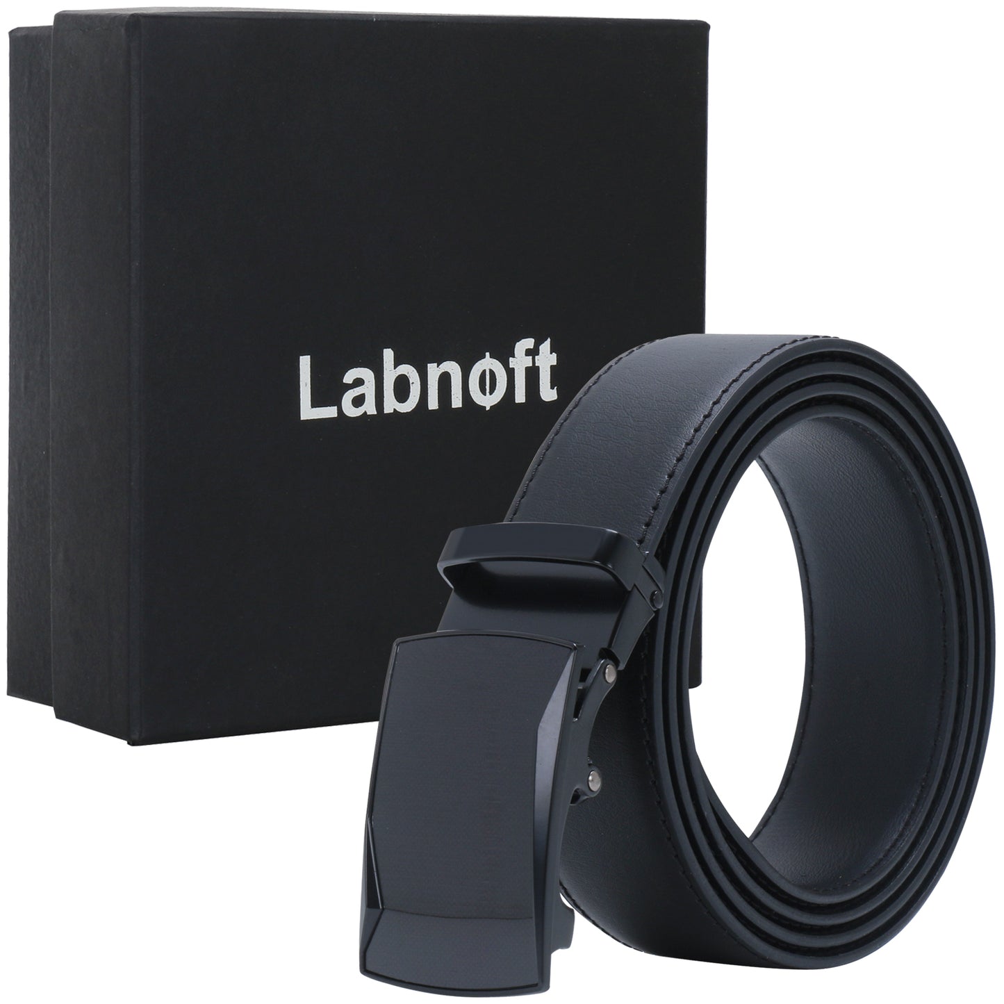 Labnoft Men's Auto-Lock PU Leather Belt, Black