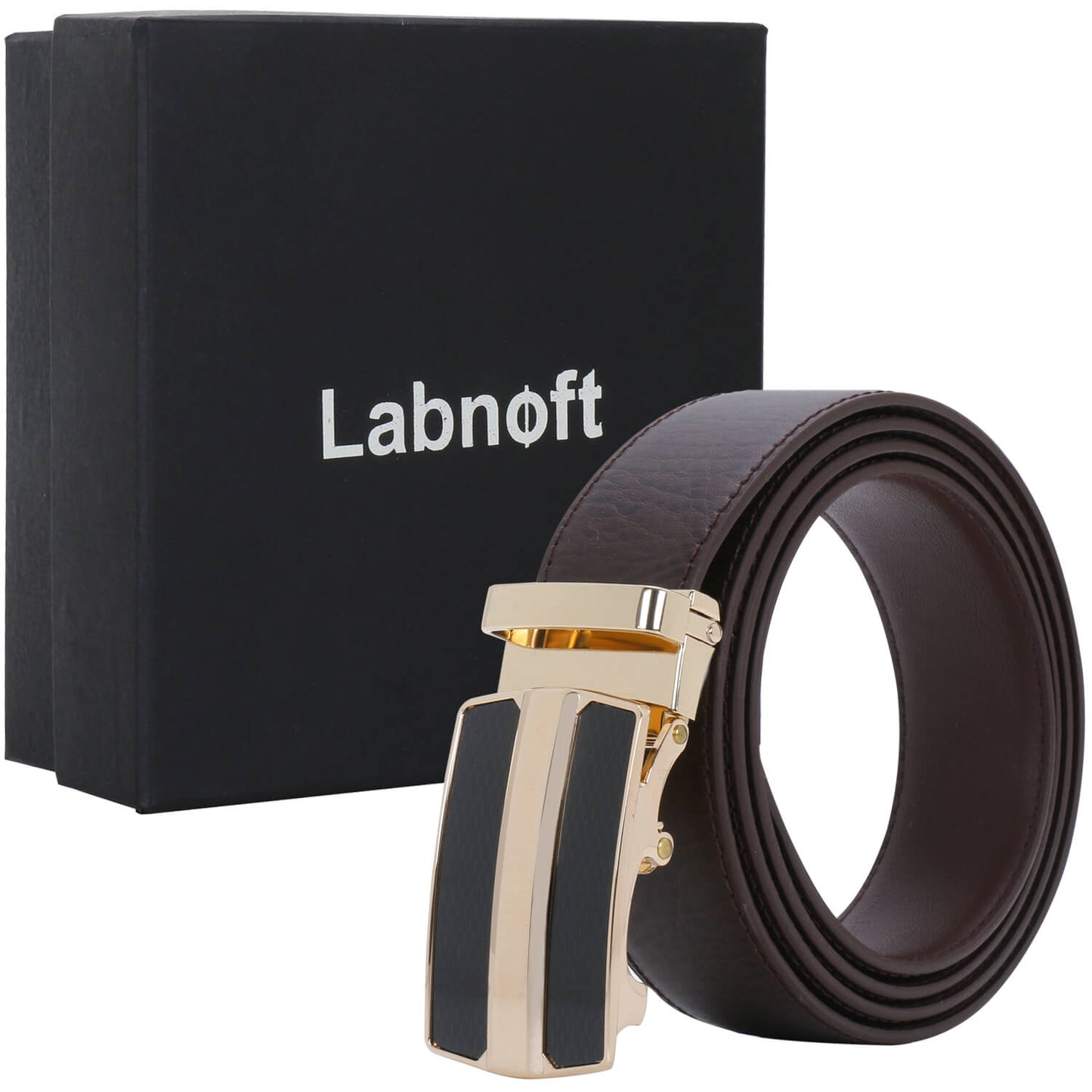 Labnoft Men's Auto-Lock PU Leather Belt, Brown