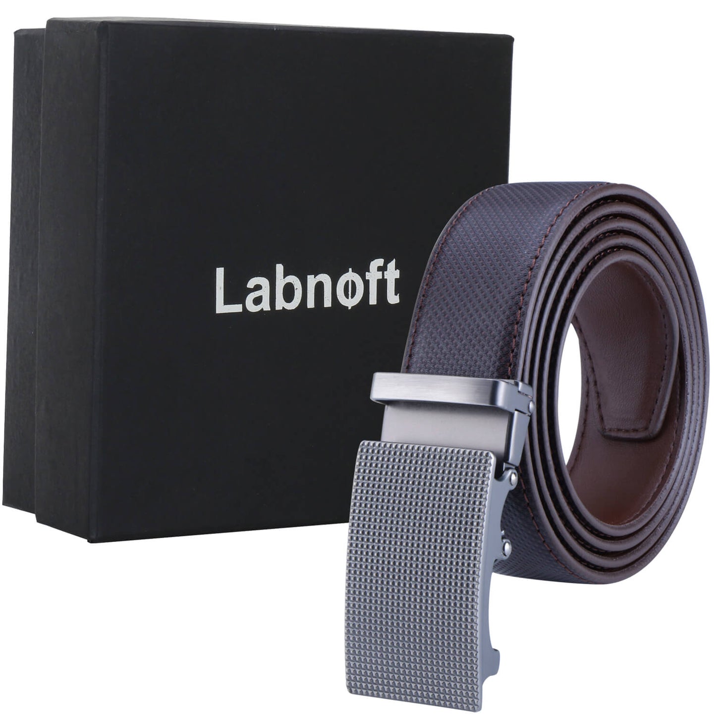 Labnoft Men's Auto-Lock PU Leather Belt, Brown