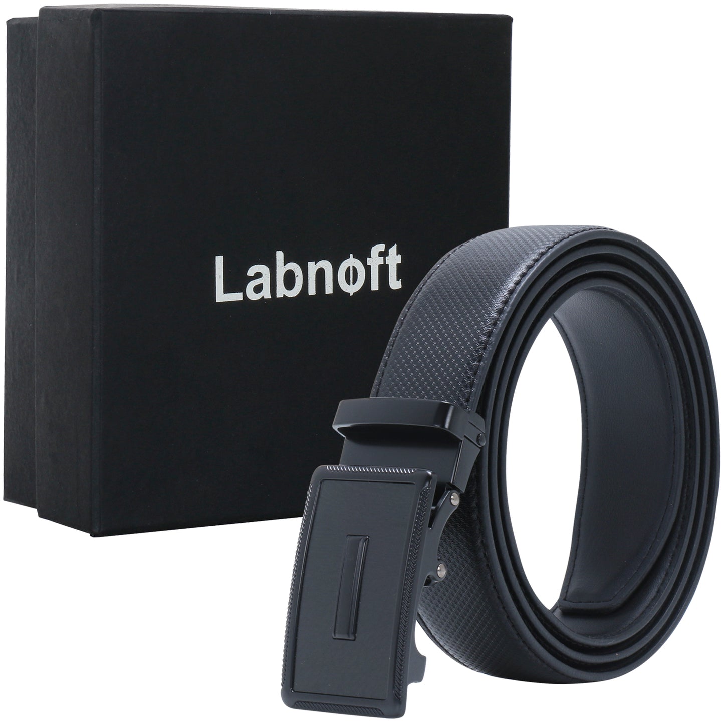 Labnoft Men's Auto-Lock PU Leather Belt, Black