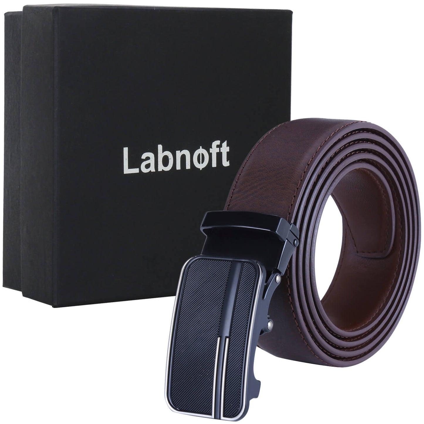 Labnoft Men's Auto-Lock PU Leather Belt, Brown