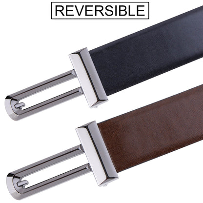 Labnoft Men's Reversible PU Leather Belt (Black & Brown)