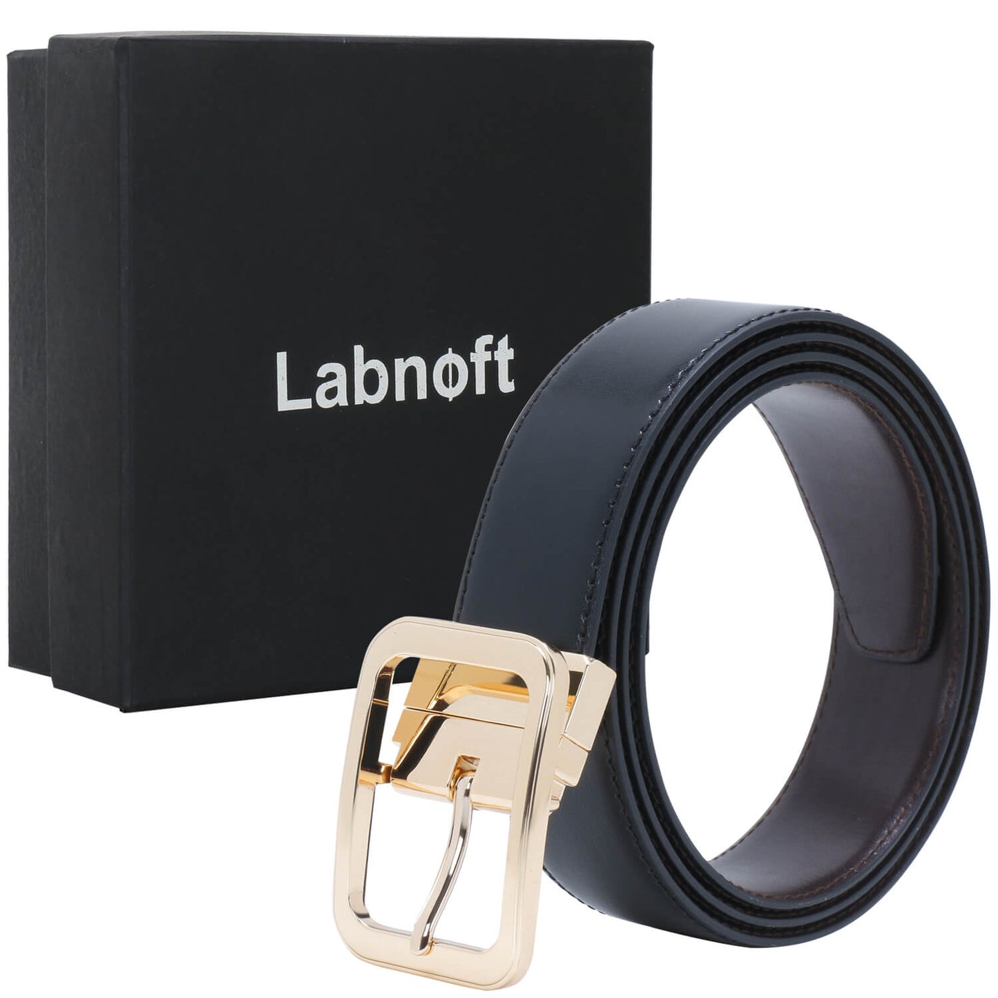 Labnoft Men's Reversible PU Leather Belt (Black & Brown)