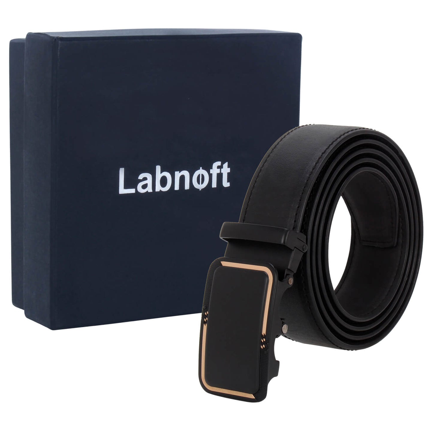 Labnoft Men's Auto-Lock PU Leather Belt, Black