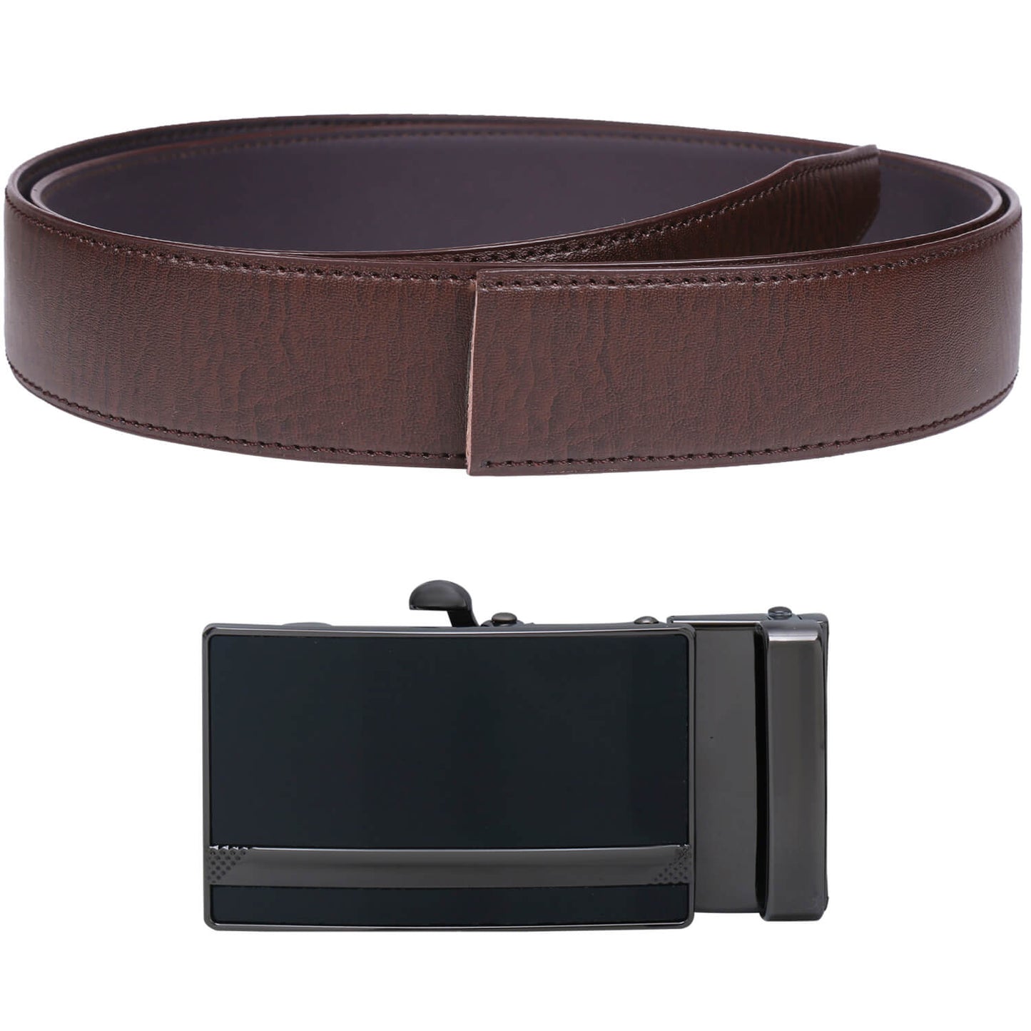 Labnoft Men's Auto-Lock PU Leather Belt, Brown