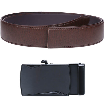 Labnoft Men's Auto-Lock PU Leather Belt, Brown