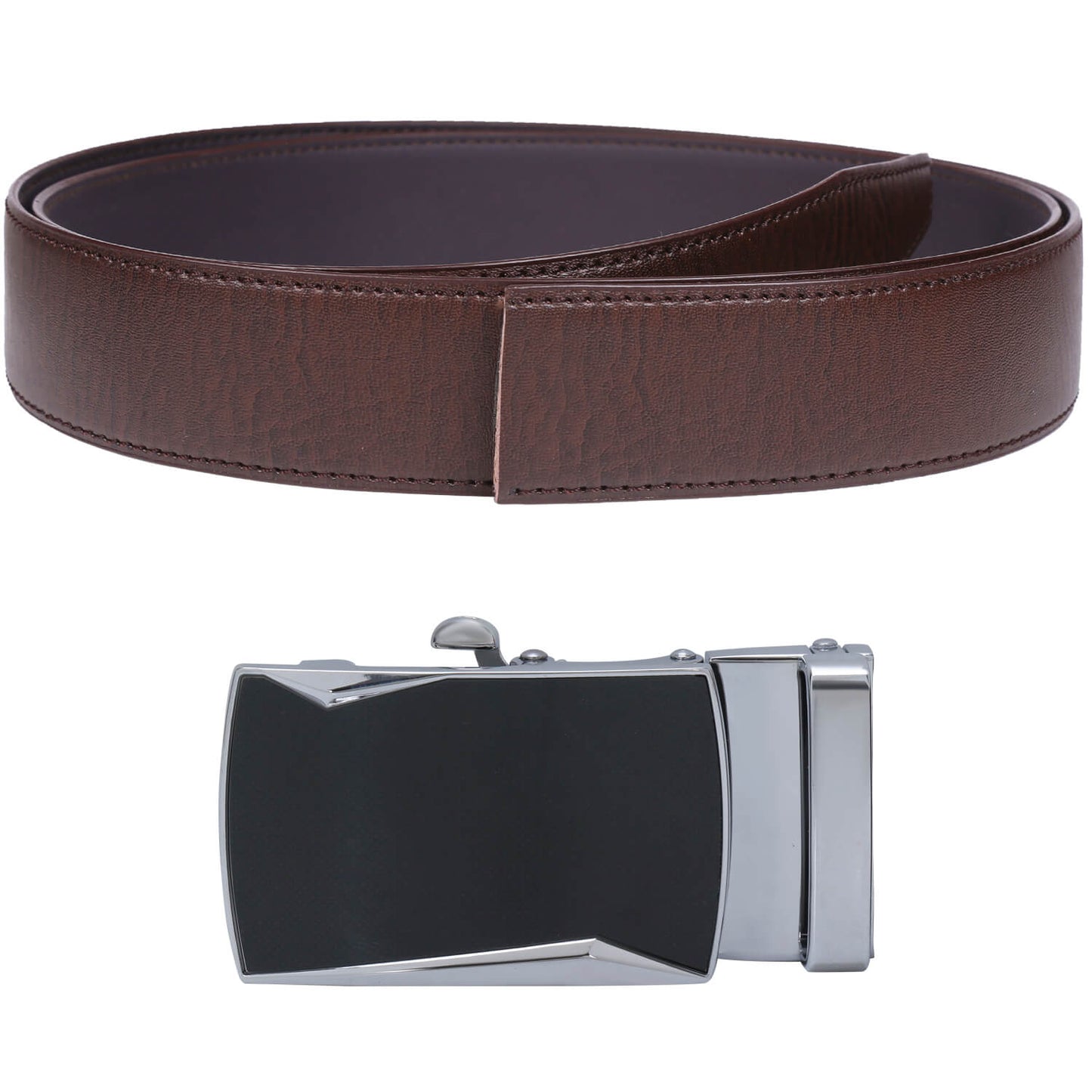 Labnoft Men's Auto-Lock PU Leather Belt, Brown