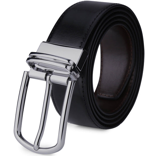 Labnoft Men's Reversible PU Leather Belt (Black & Brown)