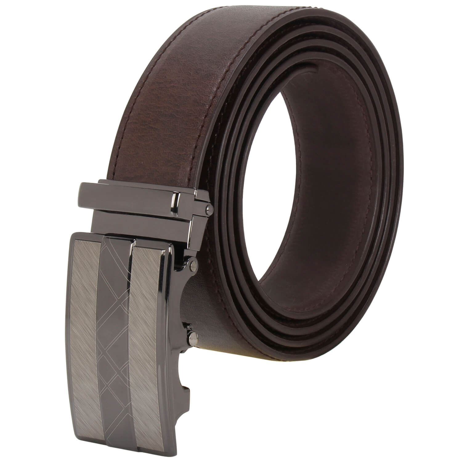 Labnoft Men's Stylish Auto-Lock Pu Leather Belt Without Holes, Brown