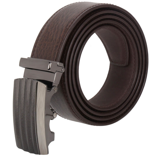 Labnoft Men's Auto-Lock PU Leather Belt, Brown