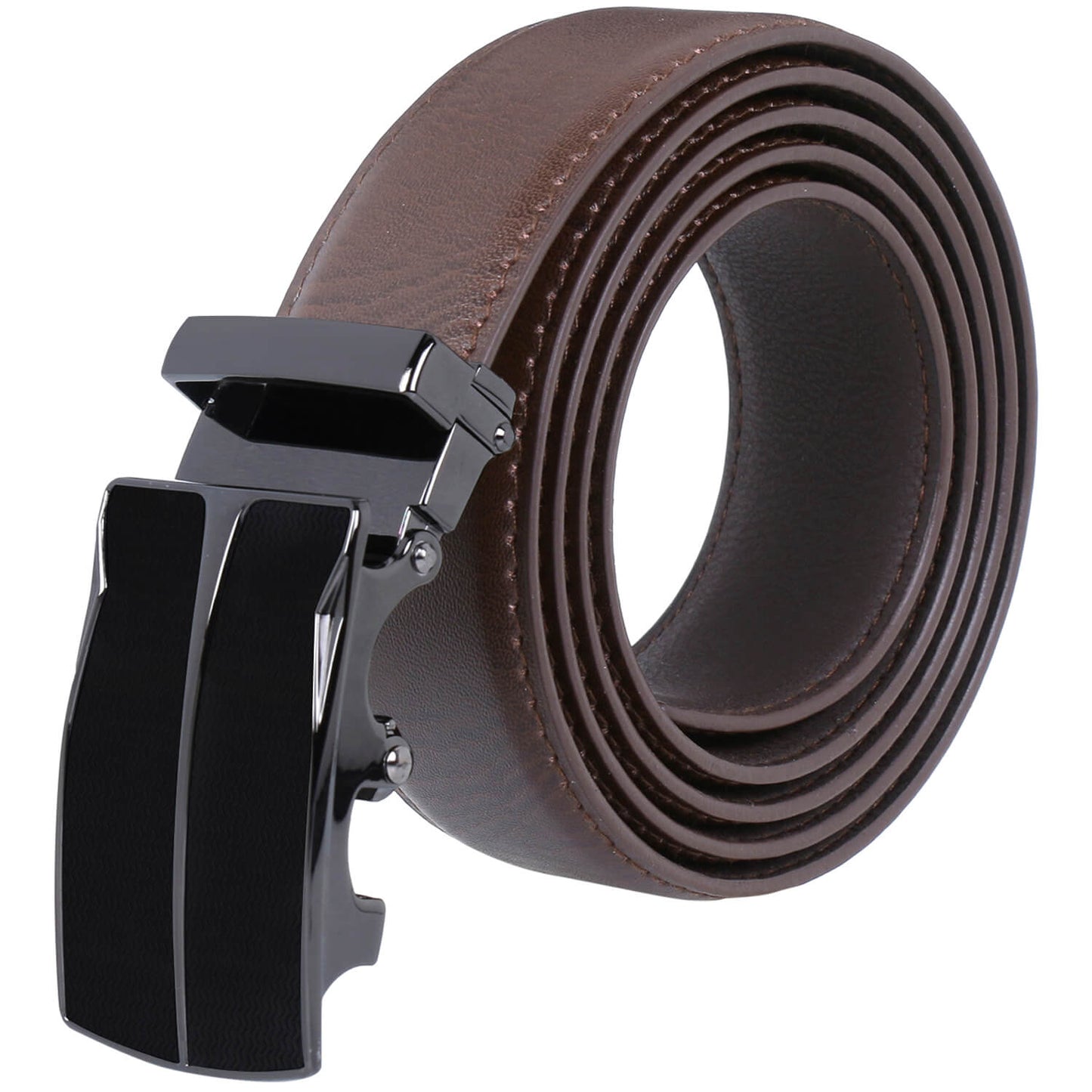 Labnoft Men's Auto-Lock PU Leather Belt, Brown