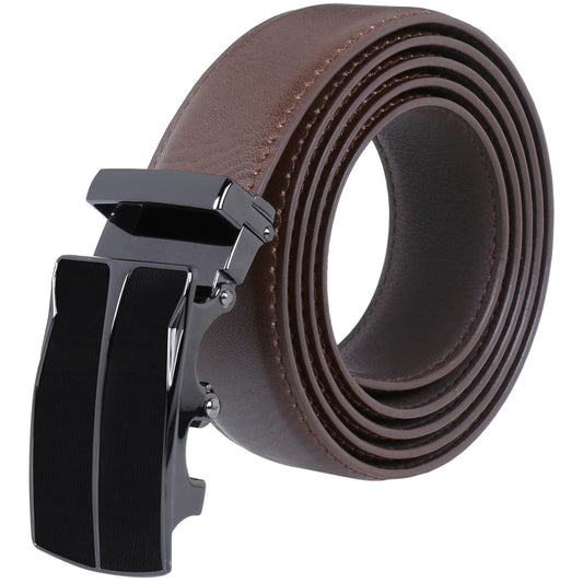 Labnoft Men's Auto-Lock PU Leather Belt, Brown