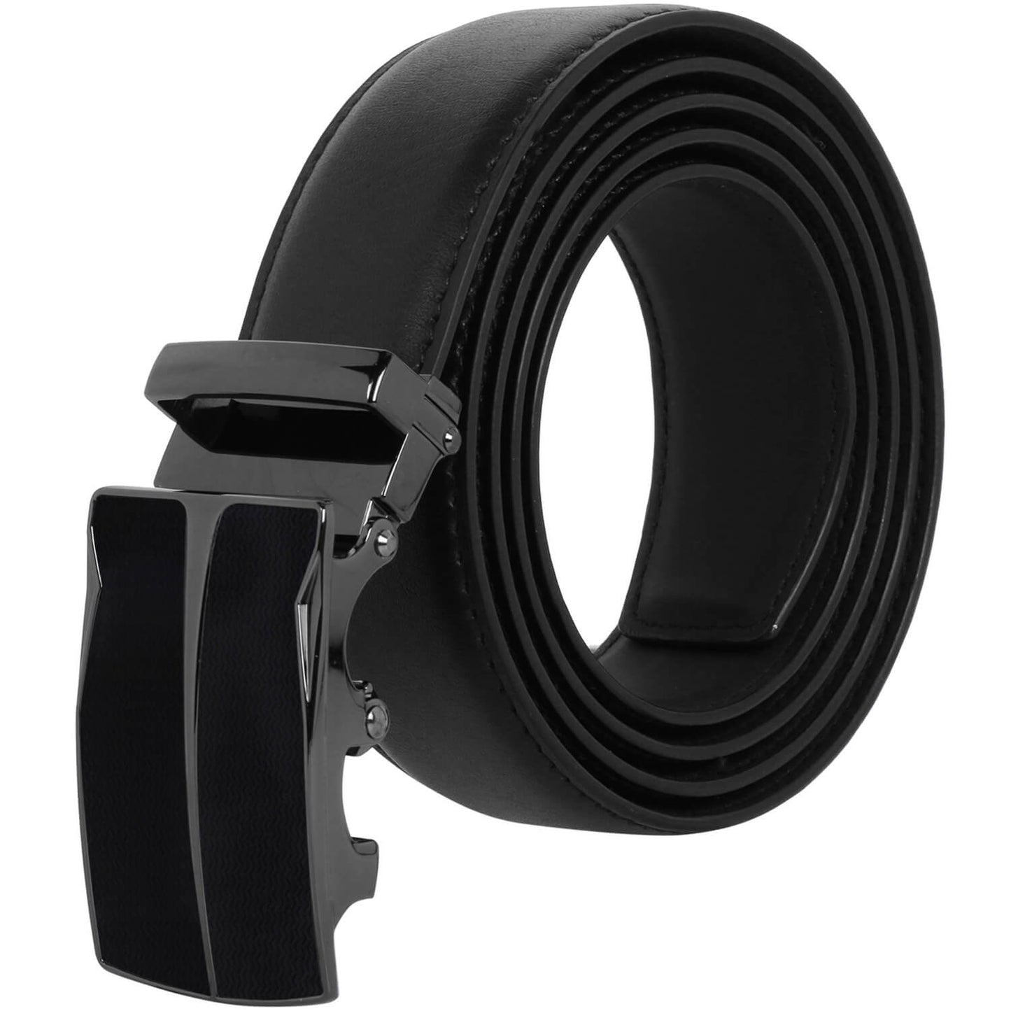 SHINE STYLE Men's PU Leather Black Auto lock Grip Belt|| Men Casual Black  Artificial Leather Belt || Autolock belts for men leather
