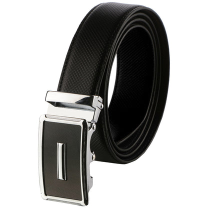 Labnoft Men's Auto-Lock PU Vegan Leather Belt, Black