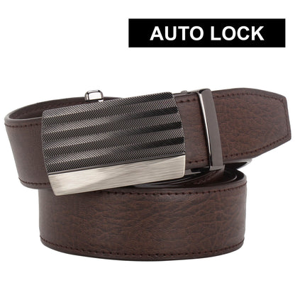 Labnoft Men's Auto-Lock PU Leather Belt, Brown