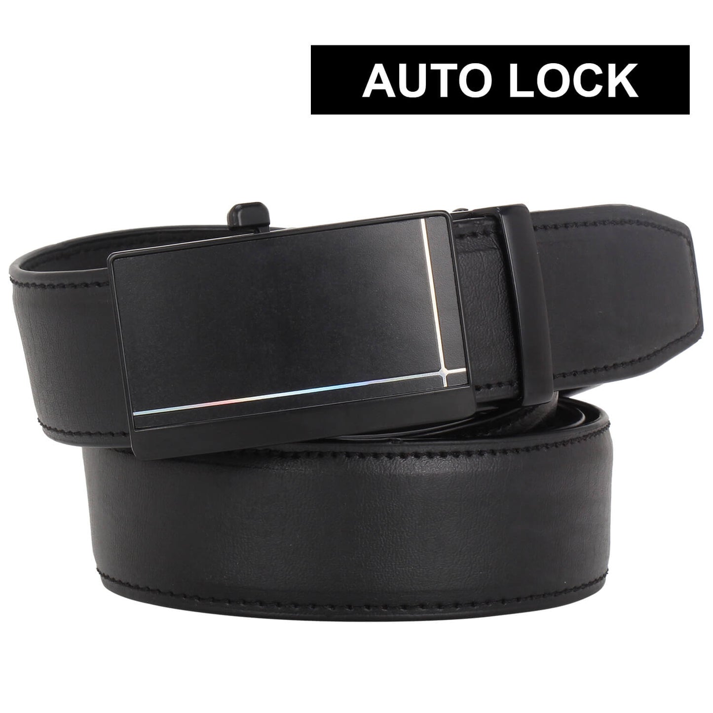 Labnoft Men's Auto-Lock PU Leather Belt, Black