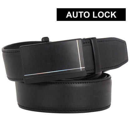 Labnoft Men's Auto-Lock PU Leather Belt, Black