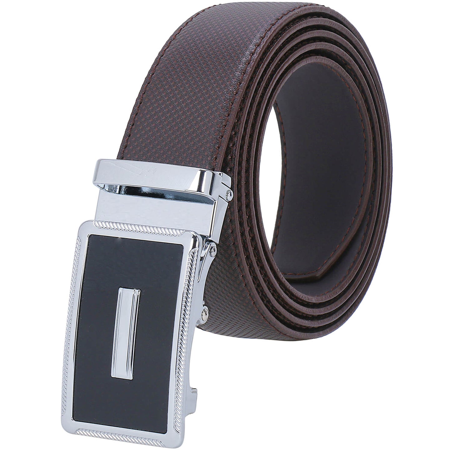 Labnoft Men's Auto-Lock PU Leather Belt, Brown