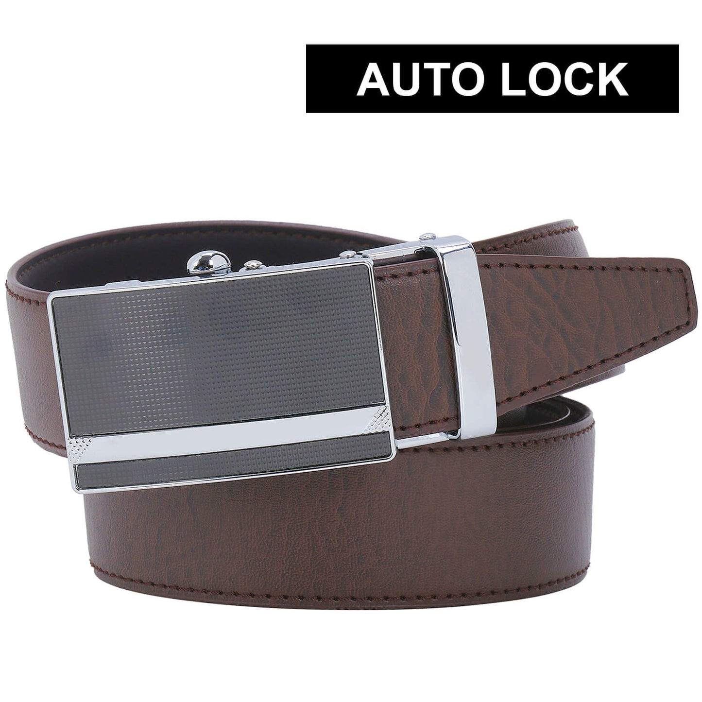 Labnoft Men's Auto-Lock PU Leather Belt, Brown