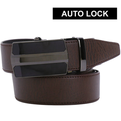 Labnoft Men's Auto-Lock PU Leather Belt, Brown