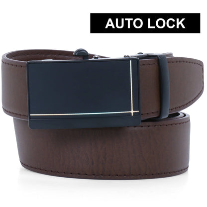 Labnoft Men's Auto-Lock PU Leather Belt, Brown