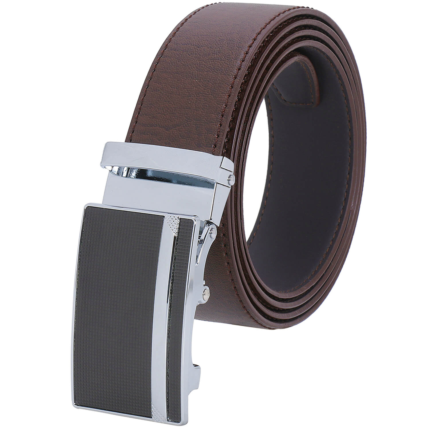 Labnoft Men's Stylish Auto-Lock Pu Leather Belt Without Holes, Brown