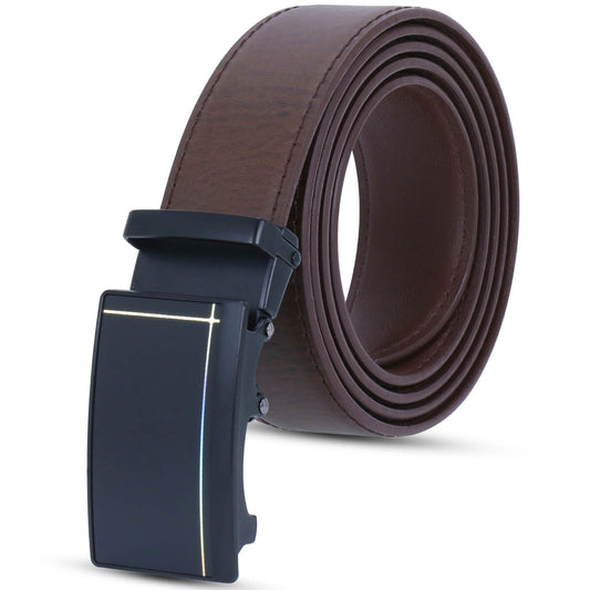 Labnoft Men's Auto-Lock PU Leather Belt, Brown