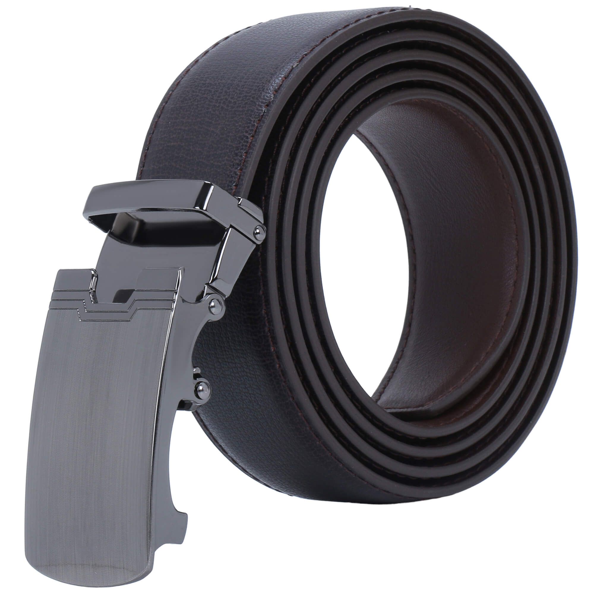 Labnoft Men's Stylish Auto-Lock Pu Leather Belt Without Holes, Brown