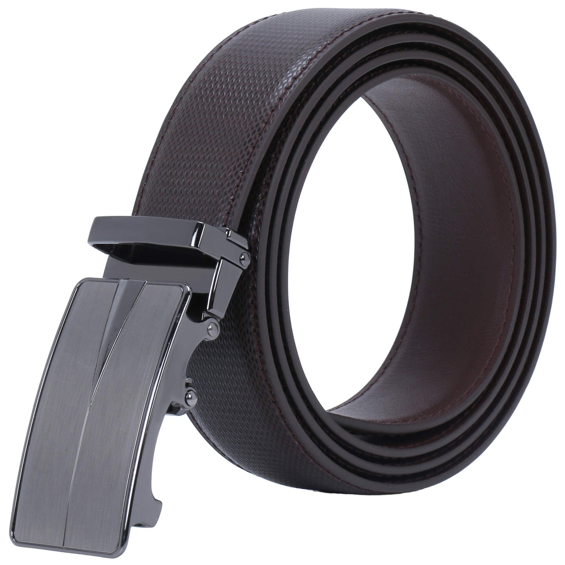 Auto-lock Men's Leather Belt, Black & Brown